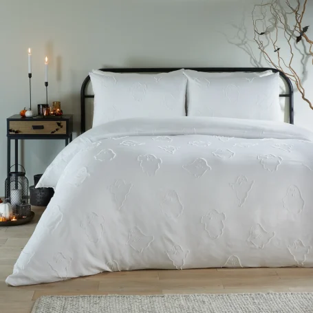 Ghostly Ghouls Soft Touch Tufted Duvet Cover Set White Ghostly Ghouls Soft Touch Tufted Duvet Cover Set White
