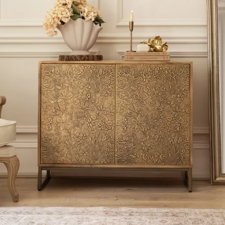 Isadora Embossed Cabinet Antique Brass